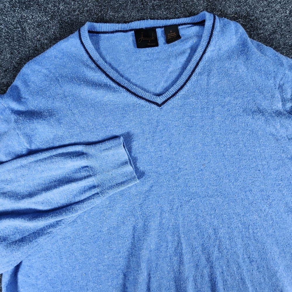 Jos A Bank V-Neck Cashmere Blend Sweater‎ Light Blue Preppy Casual